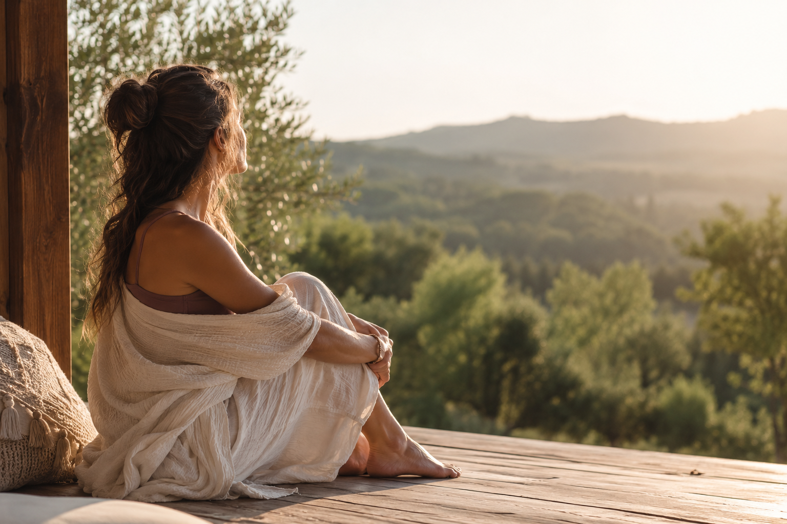 Yoga Dance Flow Retreat Teilnehmerin mit Ausblick